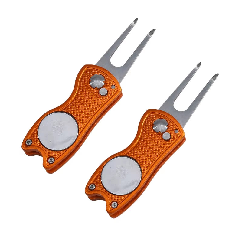 Foldable Golf Divot Repair Tool with Golf Ball Tool Pitch Groove Cleaner Golf Accessories Putting Green Fork Training Aids