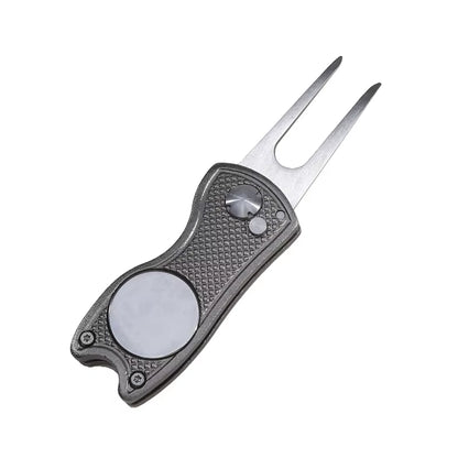 Foldable Golf Divot Repair Tool with Golf Ball Tool Pitch Groove Cleaner Golf Accessories Putting Green Fork Training Aids