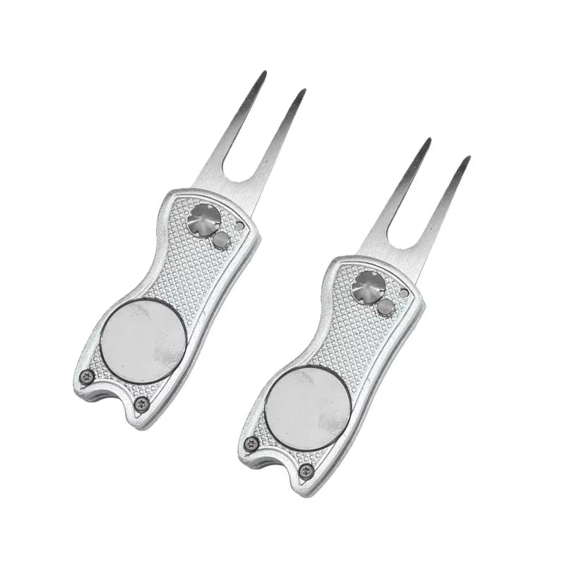 Foldable Golf Divot Repair Tool with Golf Ball Tool Pitch Groove Cleaner Golf Accessories Putting Green Fork Training Aids