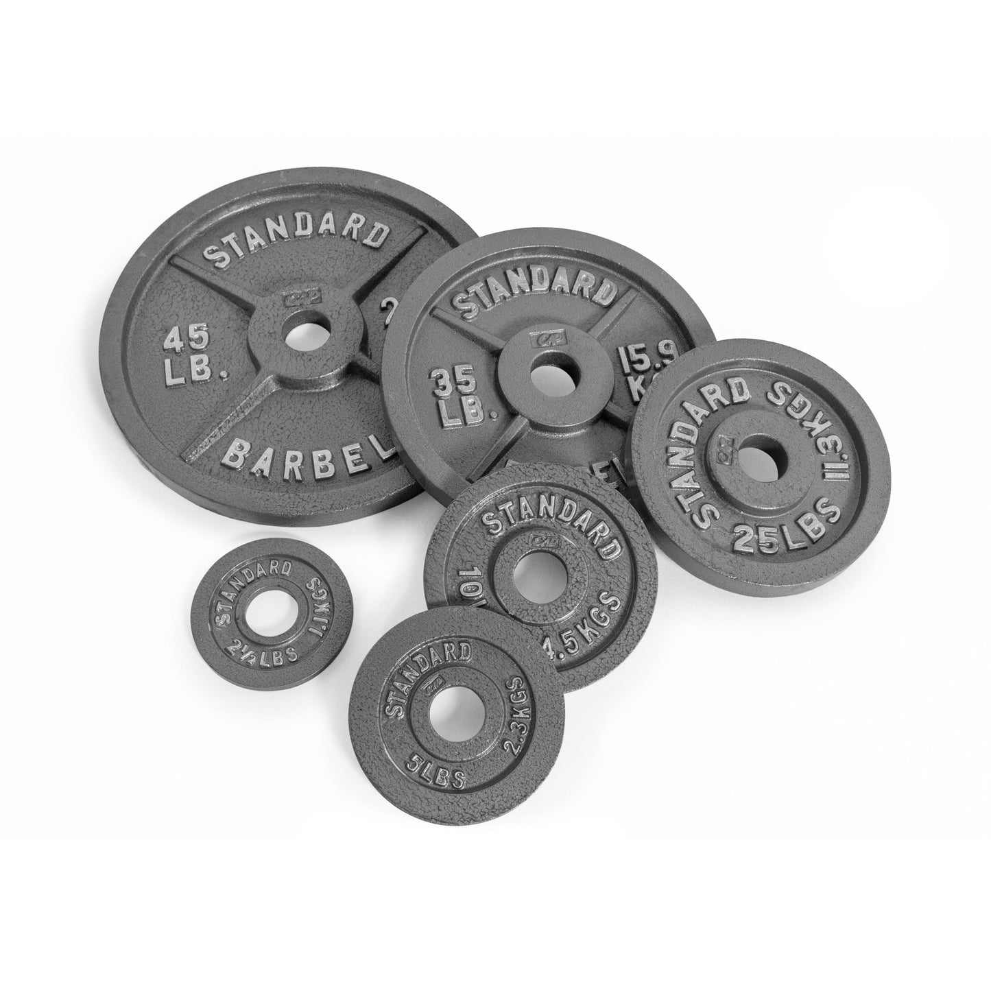 Barbell Gray Olympic Cast Iron Weight Plate, 245Lb Set