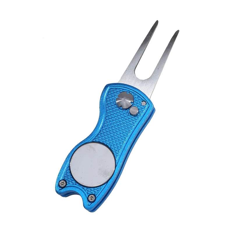 Foldable Golf Divot Repair Tool with Golf Ball Tool Pitch Groove Cleaner Golf Accessories Putting Green Fork Training Aids