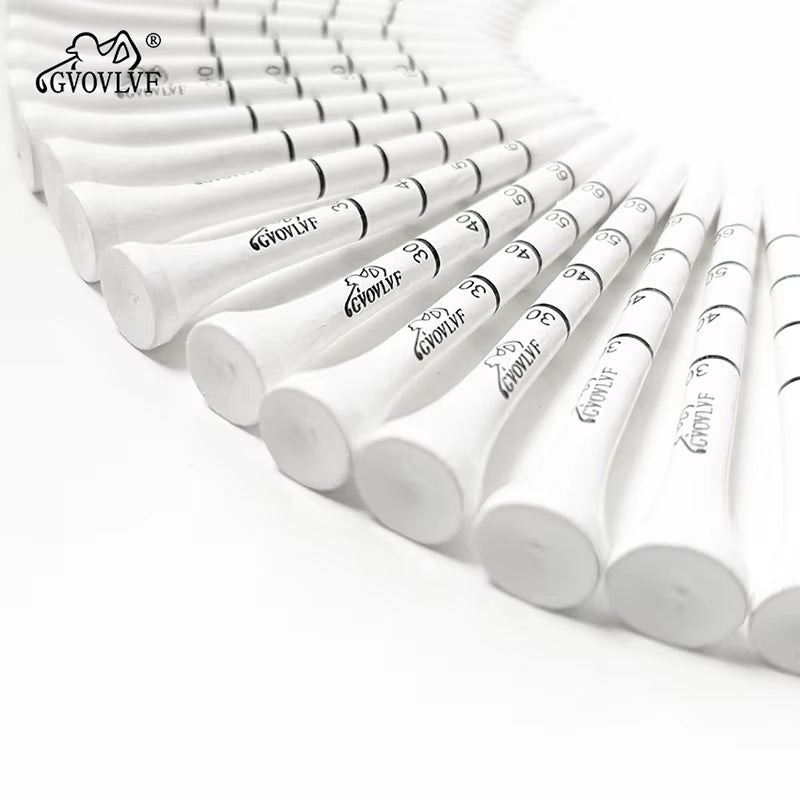 50 Pieces Bamboo Golf Degree Scale Tees 83Mm Reduce Friction Side Spin Golf Tees White and Black Adjustable Depth