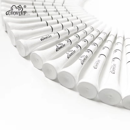 50 Pieces Bamboo Golf Degree Scale Tees 83Mm Reduce Friction Side Spin Golf Tees White and Black Adjustable Depth